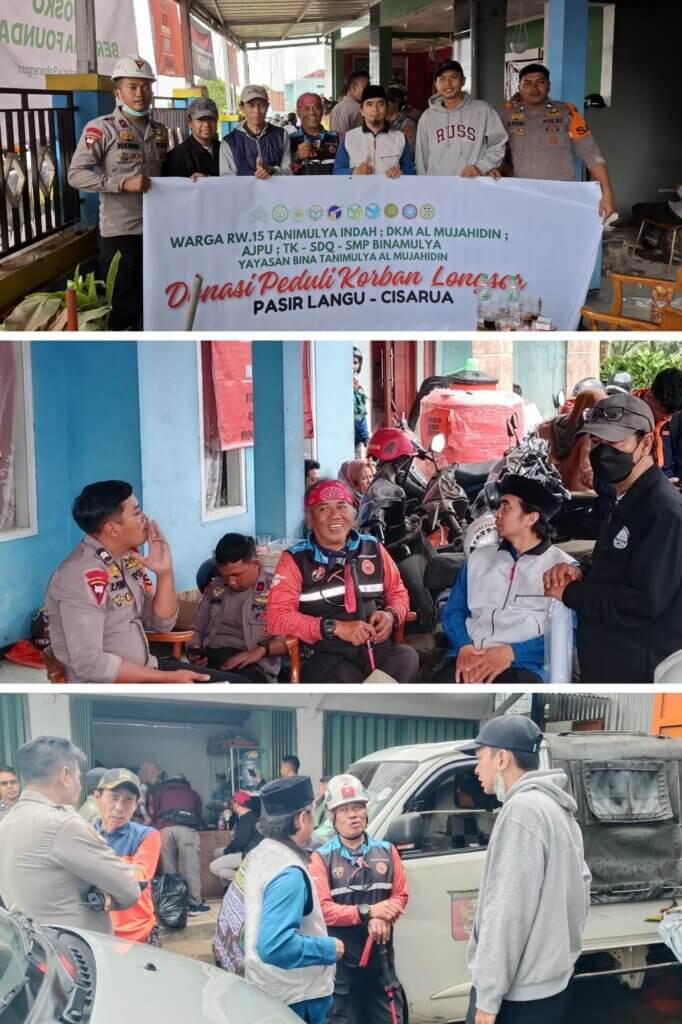 Kepedulian Nyata untuk Sesama, AJPU Bersama DKM Al Mujahidin dan YBTMA Salurkan Donasi Korban Longsor Pasir Langu – Cisarua